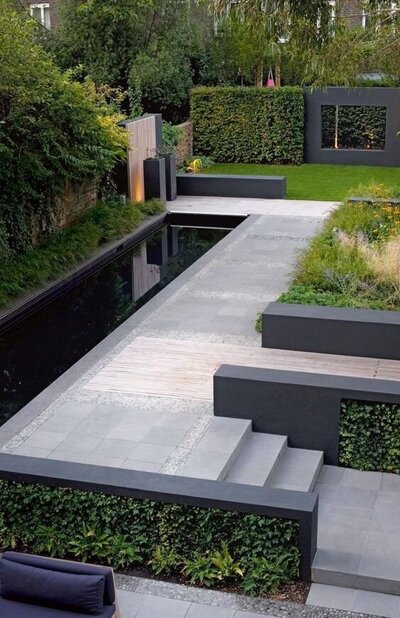 Contemporary garden with sculptural plants and modern landscaping techniques.