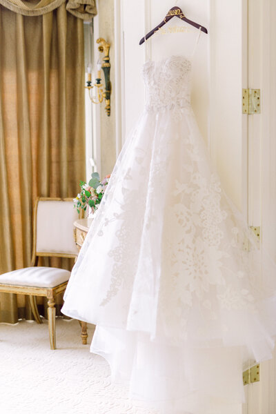 textured strapless wedding gown