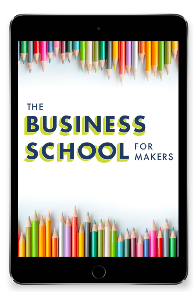 An ipad with colored pencils and the words The Business School for Makers - Bloom by. bel monili