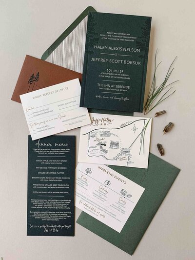 wedding suite printed on linen paper