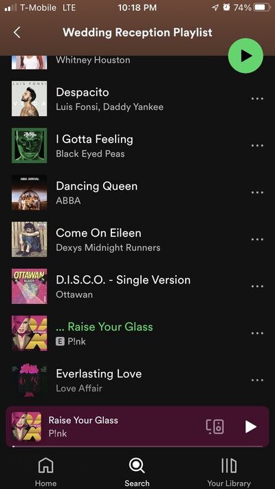 Screenshot of a Spotify playlist