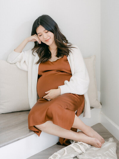 Beautiful pregnant mother in relaxing portrait