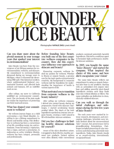 The Juice Beauty Founder interview article in RedHot Monde Magazine