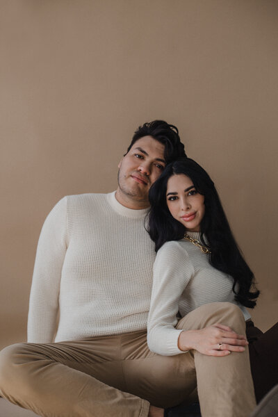 Couple posing in studio photoshoot in albuquerque new mexico.