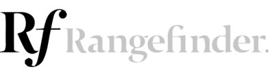 Logo of "rangefinder" with a stylized letter "rf" for luxury wedding photography.