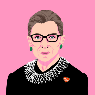 Custom Portrait Illustration Ruth Bader Ginsburg Illustration by Kelly Packard in St. Pete, Florida