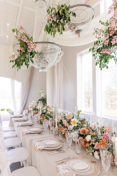 wedding reception featuring spring flowers