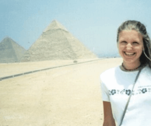 Maureen in Egypt at pyramids