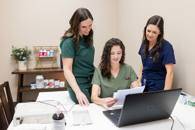 The Eau Claire Acupuncture team going over lab restuls
