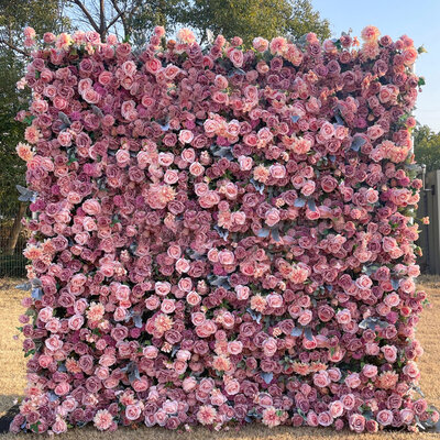 huge flower wall with violet, pink, purple tones, creating a feast to the eyes.