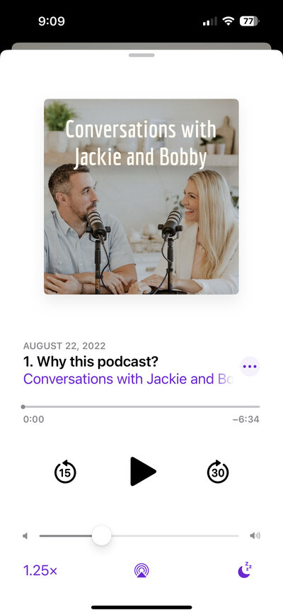 Screenshot of Jackie and Bobby's podcast on Apple