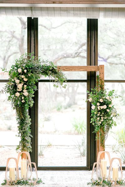 White and Green ceremony arch