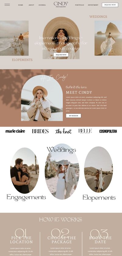 cindy boho showit website template for photographers and coaches