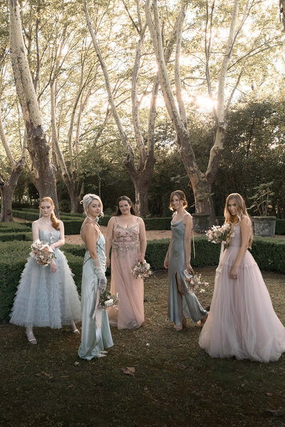gang of bridesmaids in a castle in Provence