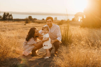 Gorgeous family of 3 in the Seattle evening sun
