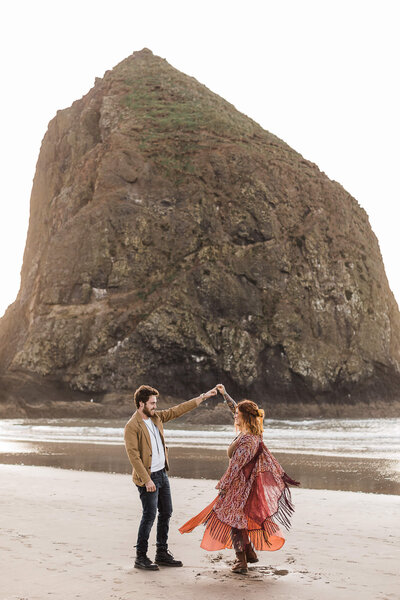 Adventure elopement at Cannon Beach, OR