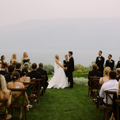 wedding ceremony at OAK estate winery in summerland