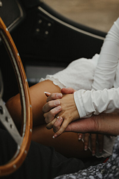 Vintage Car Engagement Photos in Austin