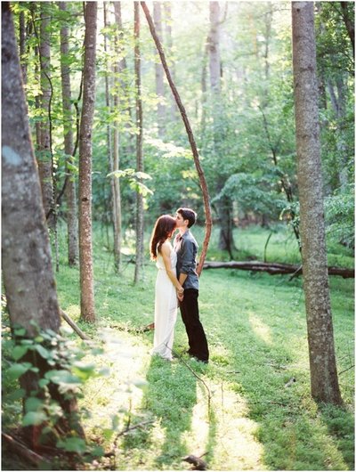 Ethereal and Romantic Engagement Photos in the Woods by Denver Colorado Wedding Photographer © Bonnie Sen Photography