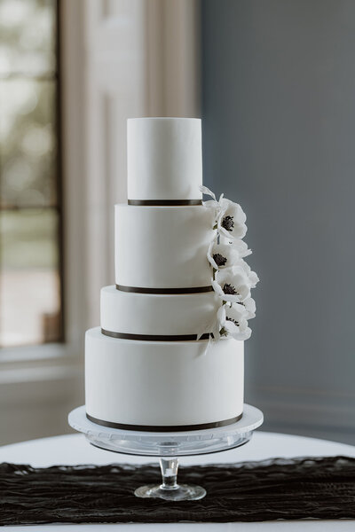 Elegant black and white wedding at The Elvetham wedding cake