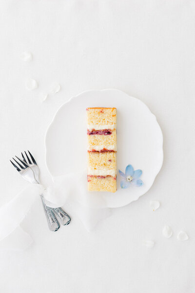 Slice of delicious wedding cake