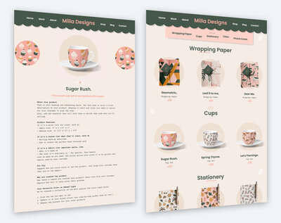 Shop Artwork & Designs Showit website template The Template Emporium