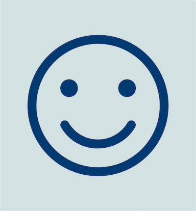 Happy face icon on a blue background