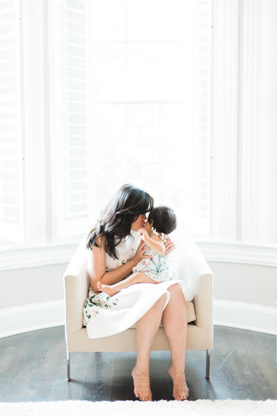 Candid Mom and Daughter Photos at Home Colorado Film Family Photographer © Bonnie Sen Photography