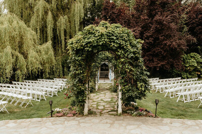 Garden wedding ceremony archway