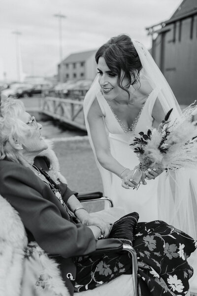 bride and elderly lady at wedding