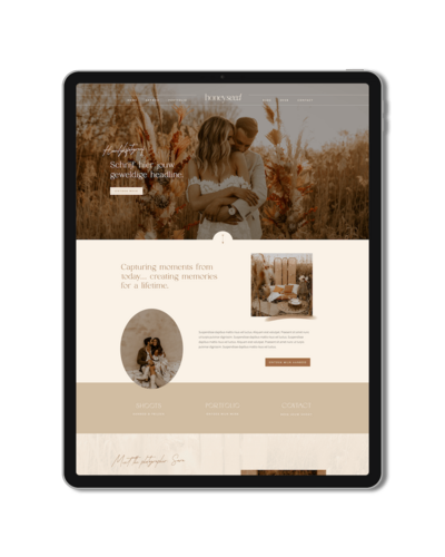 Honey Seed Showit website template iPad
