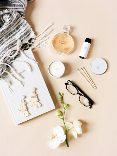 Flat Lay with scents and candles and accessories