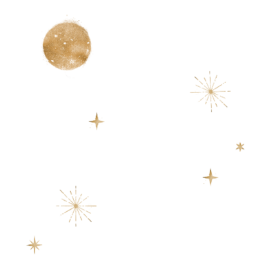 Gold moon and stars design element