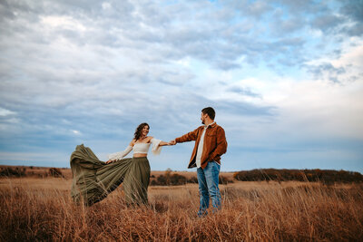 Engagement photos in the flint hills