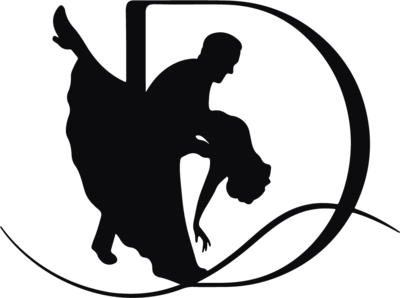 Dancers Studio Initial Logo, transparent background with a couple dancing.