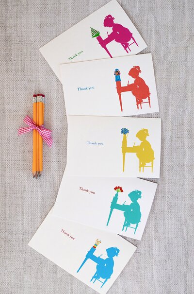 The Coral and Blue Girls Collection of Kids Stationery