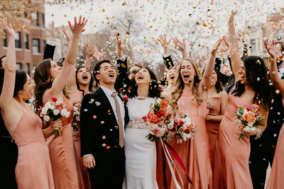Chicago wedding with confetti