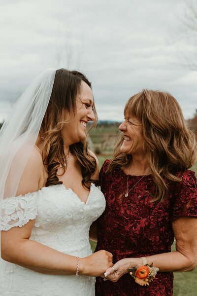 bride and mother on her wedding day