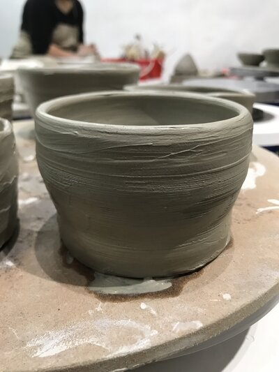 A clay bowl of pottery.