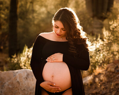 arizona maternity belly shot with hands by photographer