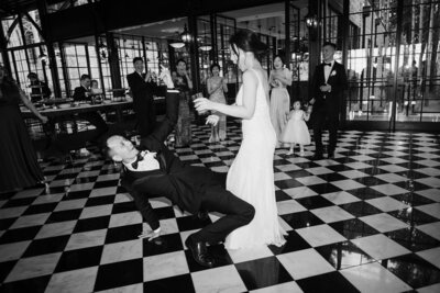 reception dancing bride and groom