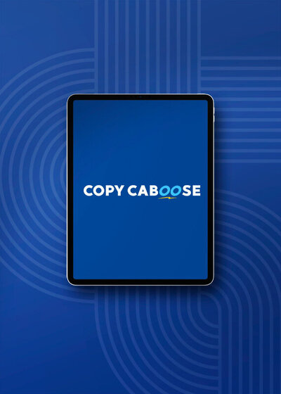 ipad with copy caboose logo on screen