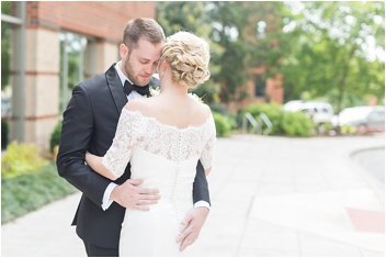 groom sees bride for first time before wedding at The Westin Poinsett