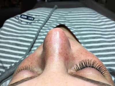 view of lash extensions before and after