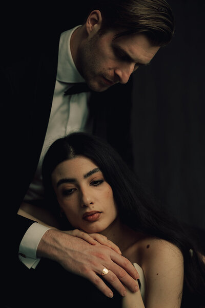moody editorial bridal portrait