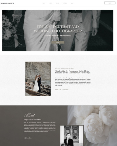 Ellie Showit website template for photographers featuring a feminine, clean design—perfect for newborn, maternity, lifestyle, or portrait photography portfolios.