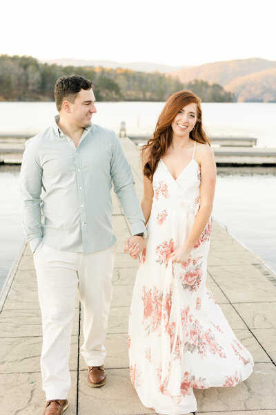 engagement session at the lake and on the dock