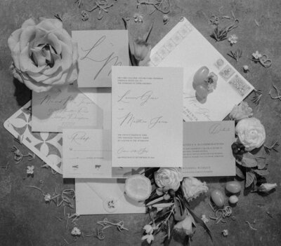 Italy Inspired Wedding Invitation Flatlay