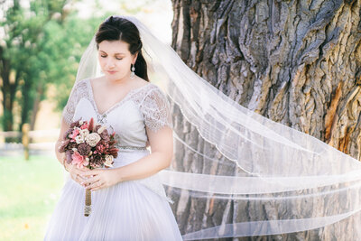 A bridal portrait captured by 4Karma Studio. A romantic moment before the ceremony.