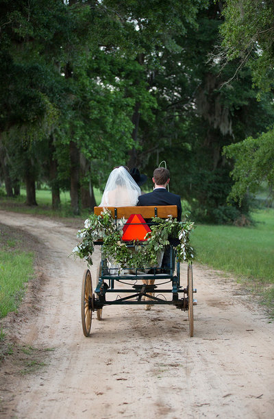 Bride and Groom in Carriage